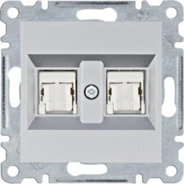 Gniazdo komputerowe podwójne srebrne RJ45 kat.5e UTP Lumina WL2122 Hager