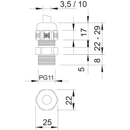 V-TEC PG11 LGR Dławik kablowy