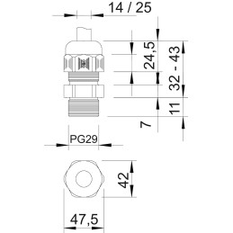 V-TEC PG29 LGR Dławik kablowy