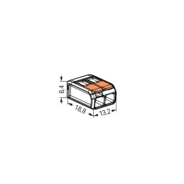 Szybkozłączka z dźwignią 2x0,2‑4mm2 221‑412 transparentna / pomarańczowa