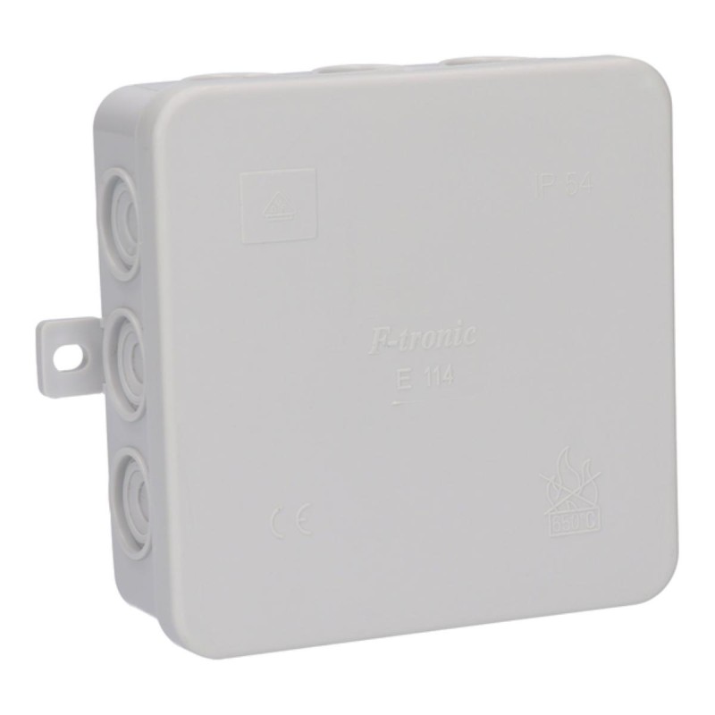 E114 - Puszka odgałęźna naścienna, szara IP54 100 x 100 x 40 mm