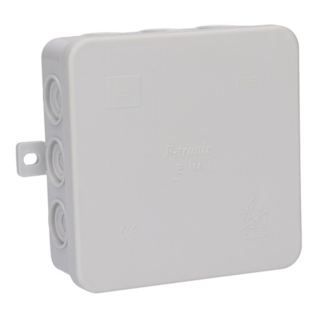 E114 - Puszka odgałęźna naścienna, szara IP54 100 x 100 x 40 mm