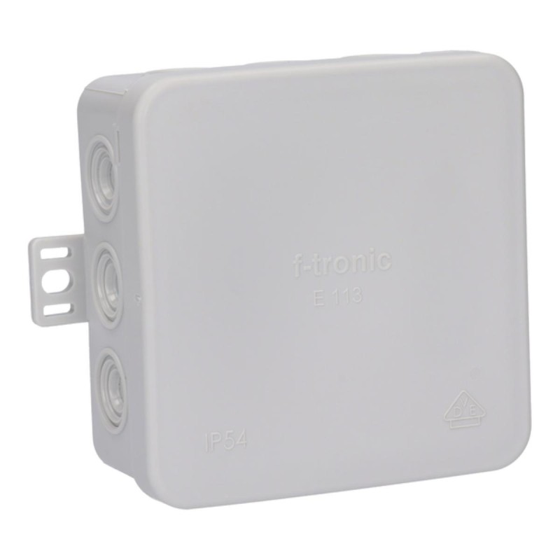 E113 - Puszka odgałęźna naścienna, szara IP54 85 x 85 x 40 mm