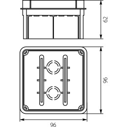 Puszka podtynkowa Pp/t 3 (96 x 96 x 62) pomarańczowo/biała 11.3