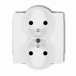 DECO Mechanizm gniazda podwójnego do ramki z uziemieniem 2x(2P+Z) (przesłony torów prądowych) biały