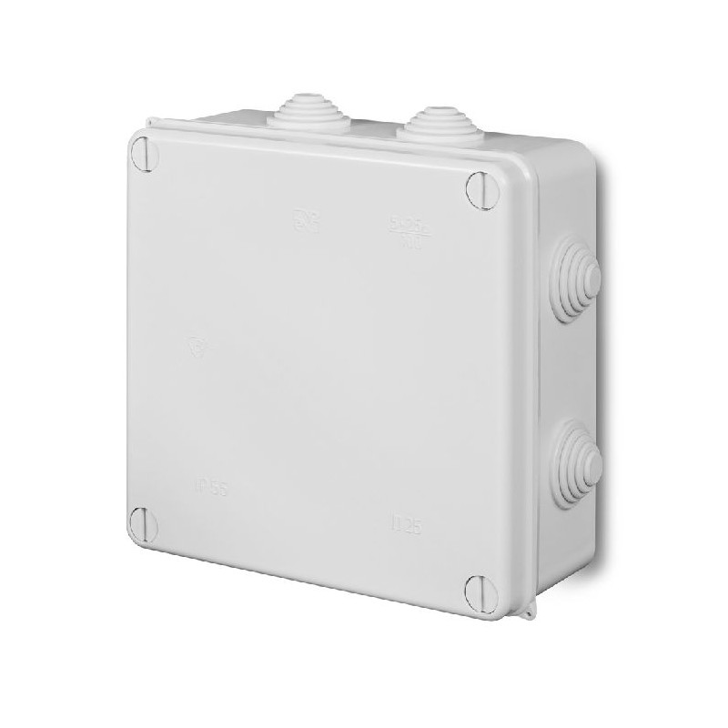 PK-7 puszka natynkowa 172x172x75 8 dławic IP 55 - kolor biały