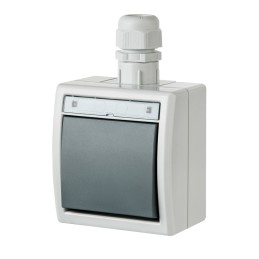 AQUANT łącznik natynkowy 1-biegunowy schodowy IP65 szary 7035/7043 | ELEKTRO-PLAST