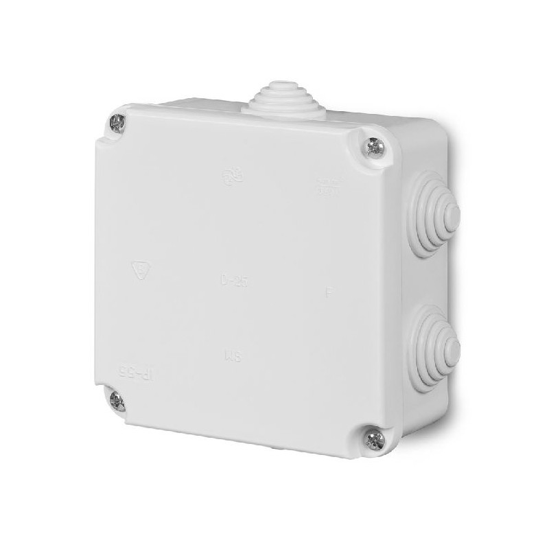 Puszka natynkowa PK-2 108x108x58 mm | 6 dławic | IP55 | Biała | ELEKTRO-PLAST