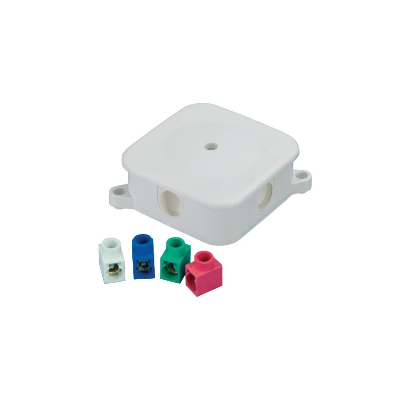 Puszka natynkowa P-2 z pojedynczymi złączkami kolorowymi 4 x 2,5mm2, IP44 A.0017 PAWBOL