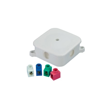 Puszka natynkowa P-2 z pojedynczymi złączkami kolorowymi 4 x 2,5mm2, IP44 A.0017 PAWBOL