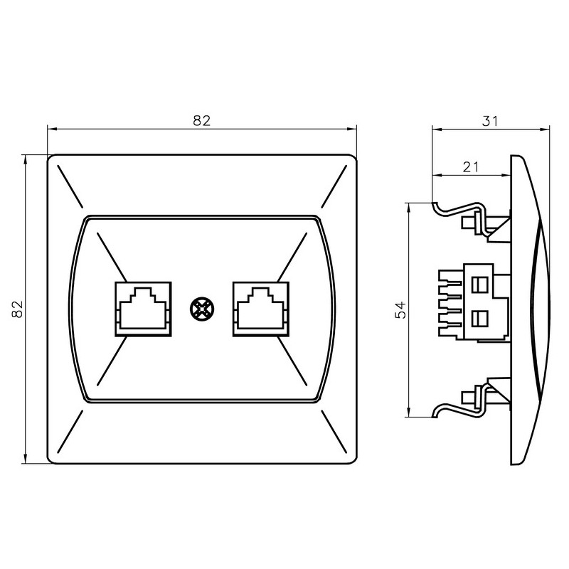 Gniazda i łącznikiGniazdaGniazda teleinformatyczne AKCENT Gniazdo komputerowe pojedyncze RJ45 kat.5e MMC białe GPK‑1A/K/00