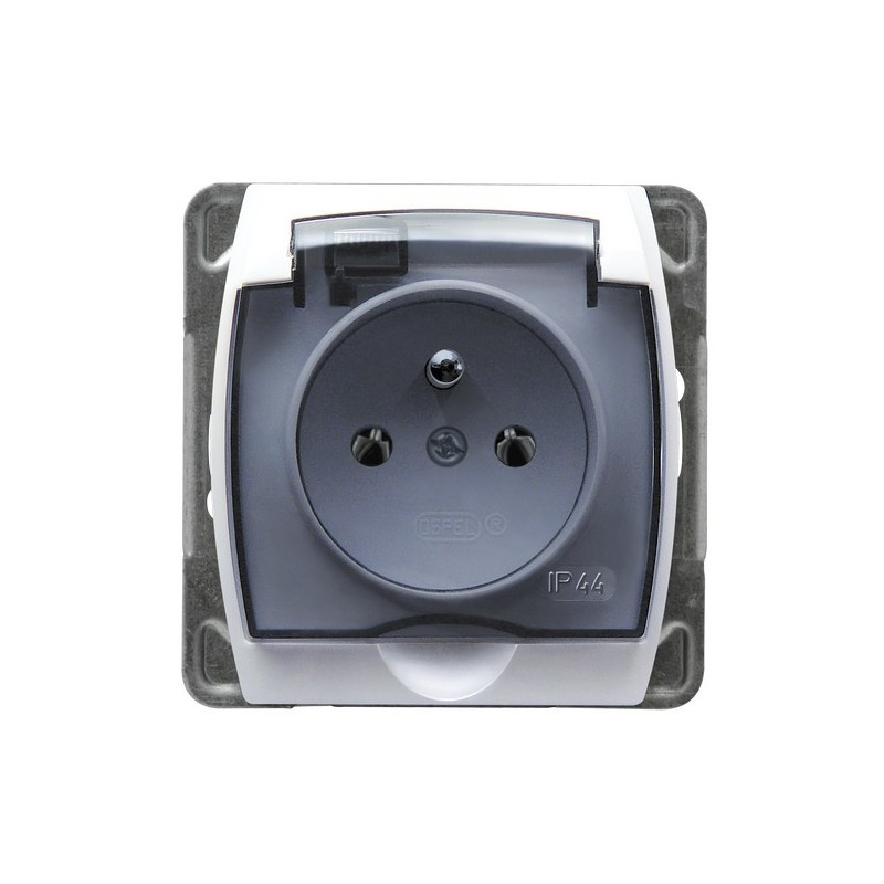 GAZELA GPH-1JZ/m/00/d Gniazdo bryzgoszczelne z uziemieniem IP-44 wieczko przezroczyste, kolor biały