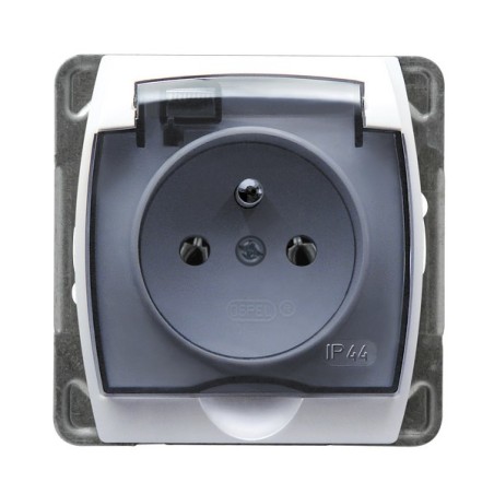 GAZELA GPH-1JZ/m/00/d Gniazdo bryzgoszczelne z uziemieniem IP-44 wieczko przezroczyste, kolor biały