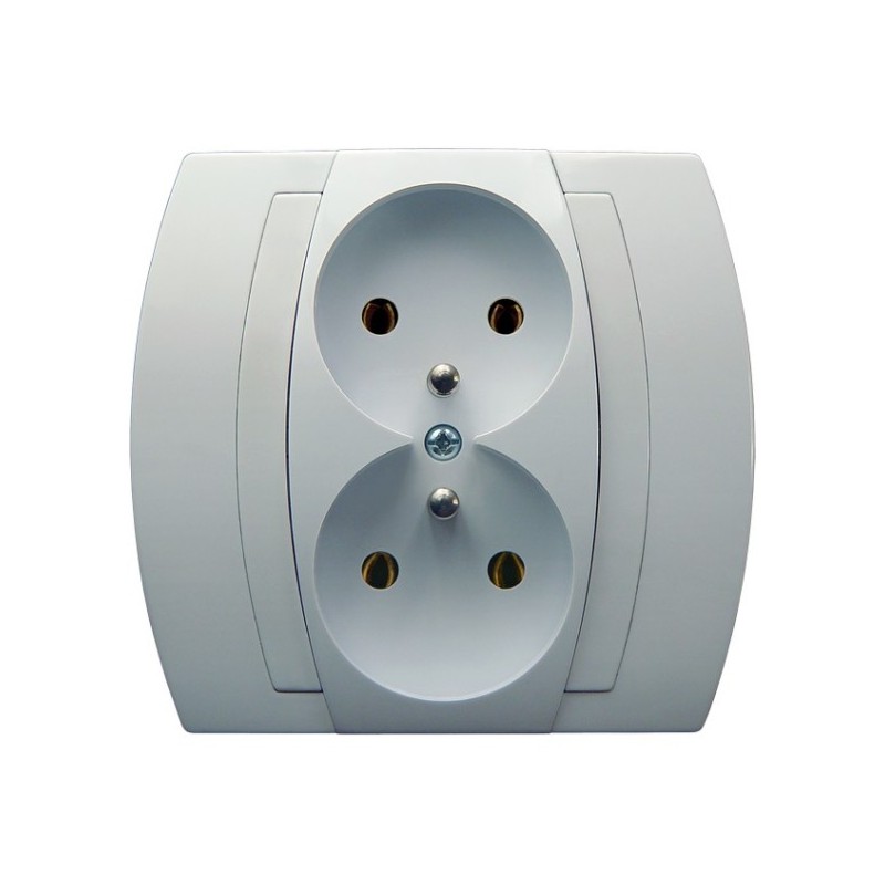 GAZELA GP-2JZ/00 Gniazdo podwójne z uziemieniem kolor biały