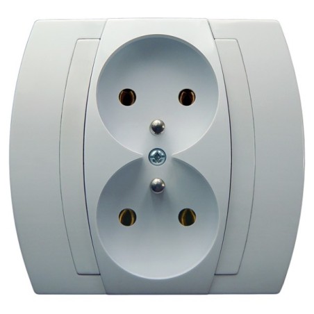 GAZELA GP-2JZ/00 Gniazdo podwójne z uziemieniem kolor biały
