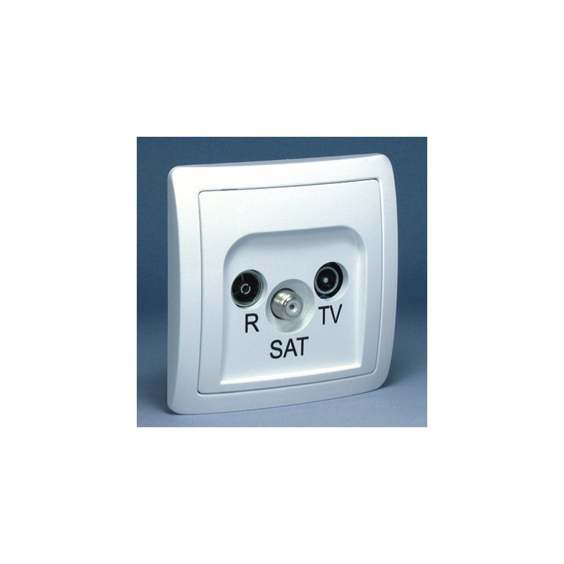 Gniazdo antenowe RTV-SAT końcowe, tłumienie RTV 3.5dB  SAT 1.8dB  białe