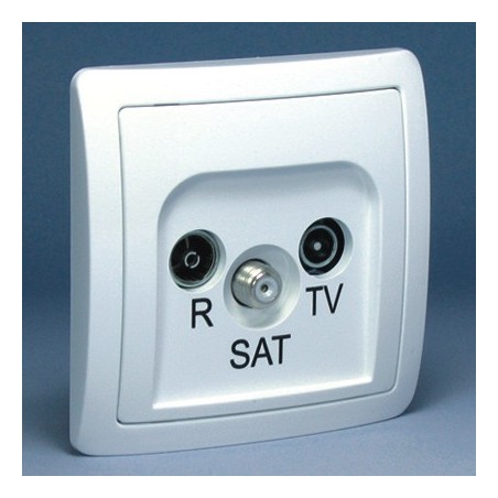 Gniazdo antenowe RTV-SAT końcowe, tłumienie RTV 3.5dB  SAT 1.8dB  białe