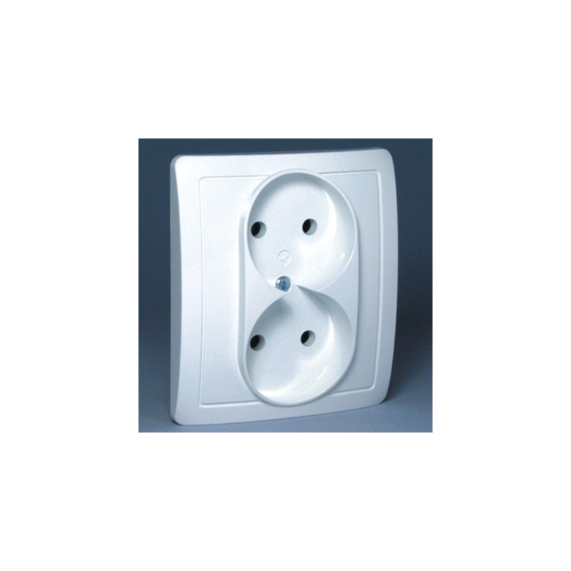 BG2/11 Gniazdo wtyczkowe bez uziemienia podwójne  białe