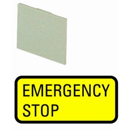 299SQ25 Tabliczka opisowa żółta, EMERGENCY STO