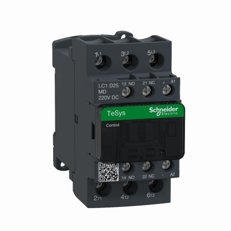 Stycznik mocy TeSys Deca 25A 11kW 220V DC 3P 1NO 1NC LC1D25MD