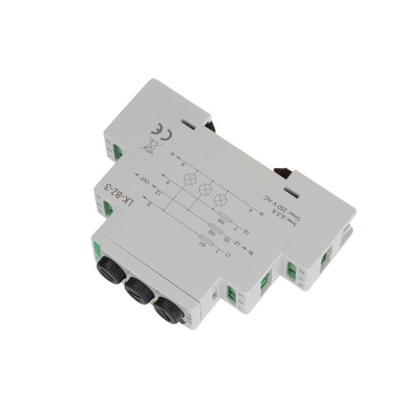 Trójfazowa lampka kontrolna z zabezpieczeniem (żółta-czerwona-zielona)