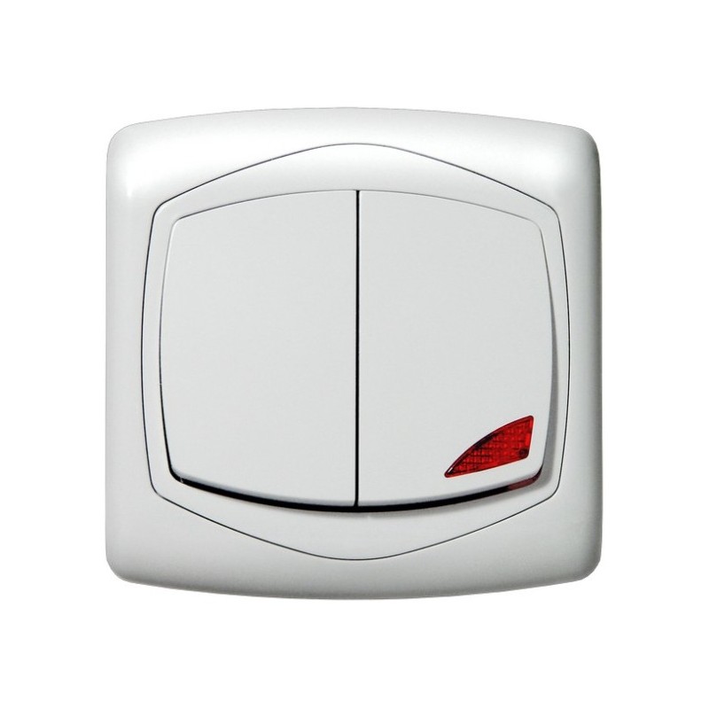 Łącznik dwugrupowy świecznikowy z podświetleniem pomarańczowym - kolor biały