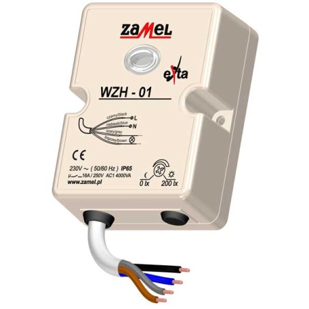 WYŁĄCZNIK ZMIERZCHOWY NATYNKOWY Z SONDĄ 230V AC IP65 TYP: WZH-01