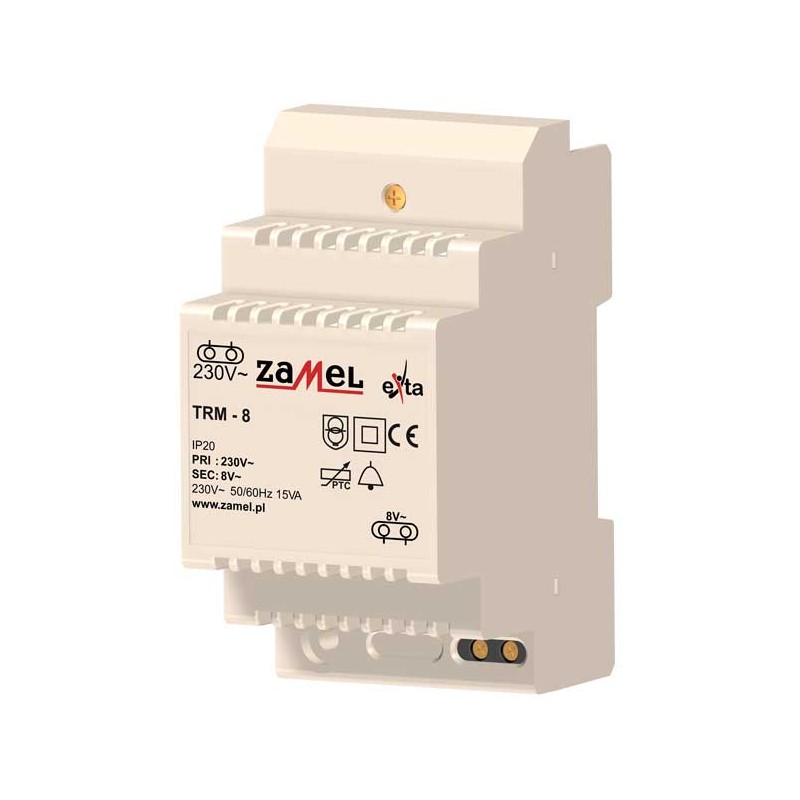 TRANSFORMATOR 230/8V AC 15VA TYP: TRM-8