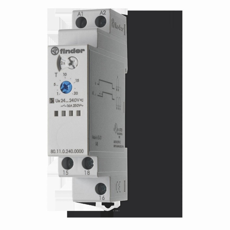 Przekaźnik czasowy modułowy serii 80: 1 P  16 A  24…240 V AC/DC | FINDER