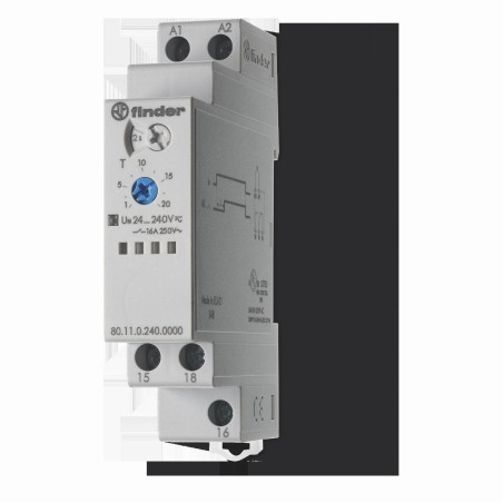 Przekaźnik czasowy modułowy serii 80: 1 P  16 A  24…240 V AC/DC | FINDER