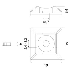 PMS-19-19-UV-100 podstawka montażowa do opasek (100szt) PTZ czarna