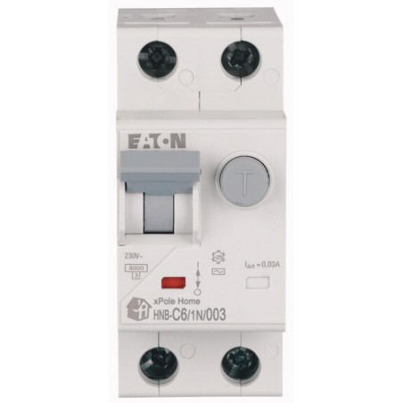 Wyłącznik różnicowo‑nadprądowy 2P 6A 0,03A typ AC xPole Home HNB‑C6/1N/003 195124