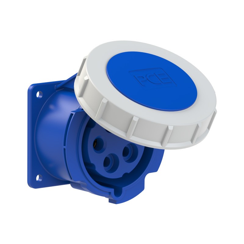 GNIAZDO TABLICOWE PROSTE 32A 3P+Z+N 230V 50/60Hz 9h IP67, KOŁNIERZ 75X75, ROZSTAW ŚRUB 60X60