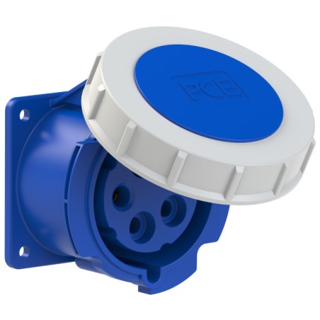 GNIAZDO TABLICOWE PROSTE 32A 3P+Z+N 230V 50/60Hz 9h IP67, KOŁNIERZ 75X75, ROZSTAW ŚRUB 60X60