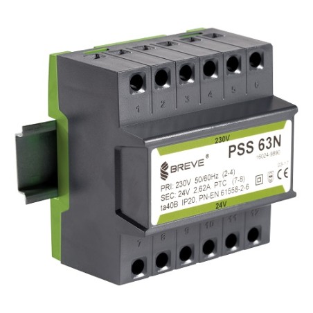 Transformator PSS 63N 230/24V 63 VA na szynę DIN | Hurtownia Elgra Bytom