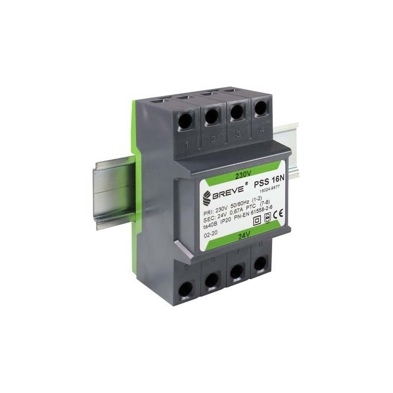 Transformator PSS 16N 230/24V 16 VA na szynę DIN | BREVE-TUFVASSONS | Elgra Bytom