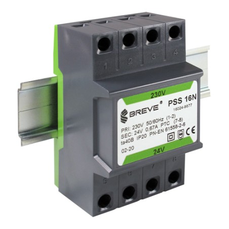 Transformator PSS 16N 230/24V 16 VA na szynę DIN | BREVE-TUFVASSONS | Elgra Bytom