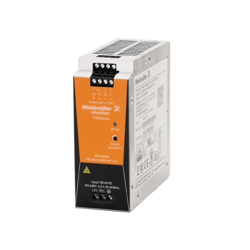PRO MAX 180W 24V 7,5A Zasilacz DC jednofazowy (1478120000) PRO MAX 180W 24V 7,5A Zasilacz DC jednofazowy (1478120000)