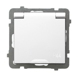 GPH-1GPZ/M/00/W AS GNIAZDO BRYZGOSZCZELNE Z UZIEMIENIEM KOLOR BIAŁY Z KLAPKĄ IP-44