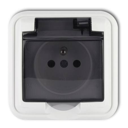 LIZA Gniazdo bryzgoszczelne 2P+Z (klapka dymna) GPH-1zd