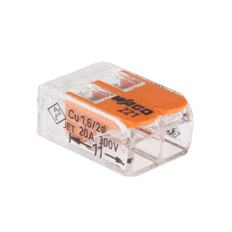 Szybkozłączka z dźwignią 2x0,2‑4mm2 221‑412 transparentna / pomarańczowa