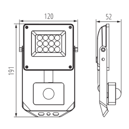 ACETE 10W CCT SE GR Naświetlacz LED z czujnikiem ruchu PIR 3000/4000/6500K 38495