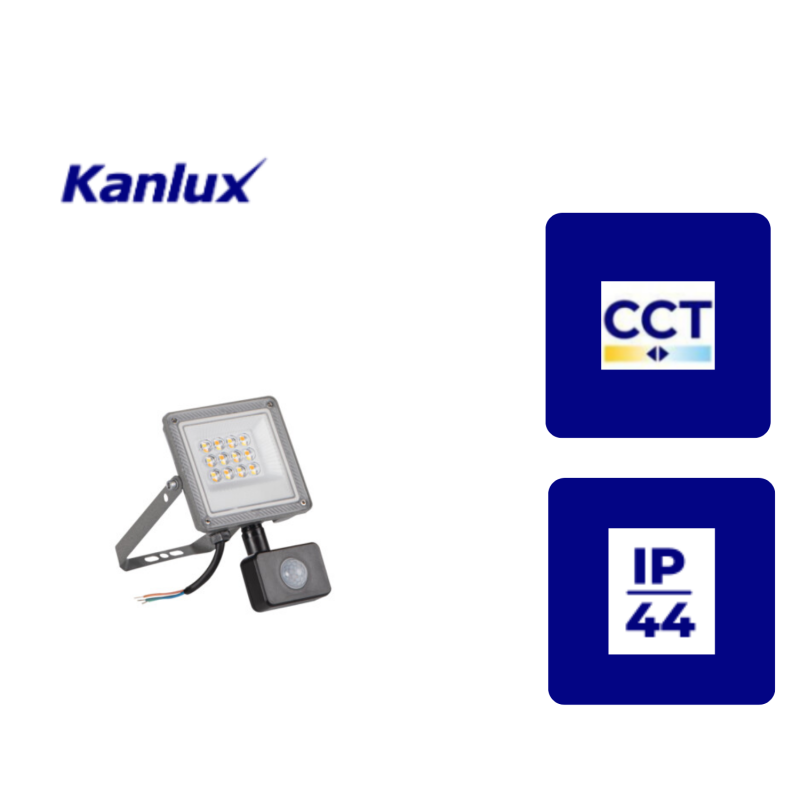 ACETE 10W CCT SE GR Naświetlacz LED z czujnikiem ruchu PIR 3000/4000/6500K 38495