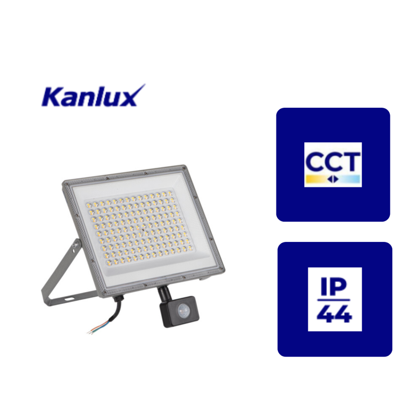ACETE 100W CCT SE GR Naświetlacz LED z czujnikiem ruchu PIR 3000/4000/6500K KANLUX 38499