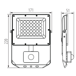 Naświetlacz LED ACETE 30W CCT SE GR z czujnikiem ruchu PIR 3000/4000/6500K IP44 szary 38497