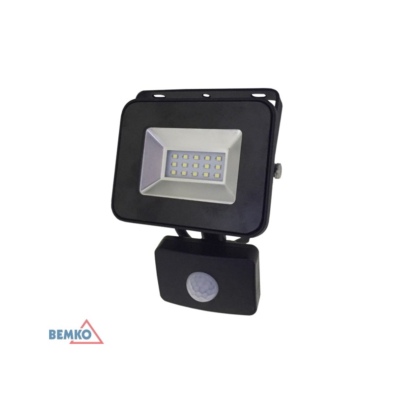 NAŚWIETLACZ LED 10W 6000K 870lm IP65 CZARNY Z CZUJNIKIEM PIR | LOFOT S-C65-S-LFS-010BL-6K | BEMKO | Elgra Bytom
