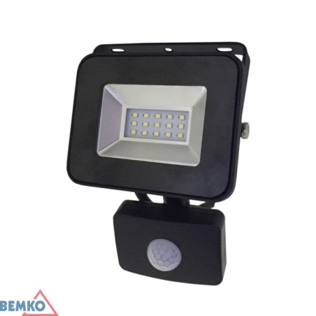 NAŚWIETLACZ LED 10W 6000K 870lm IP65 CZARNY Z CZUJNIKIEM PIR | LOFOT S-C65-S-LFS-010BL-6K | BEMKO | Elgra Bytom