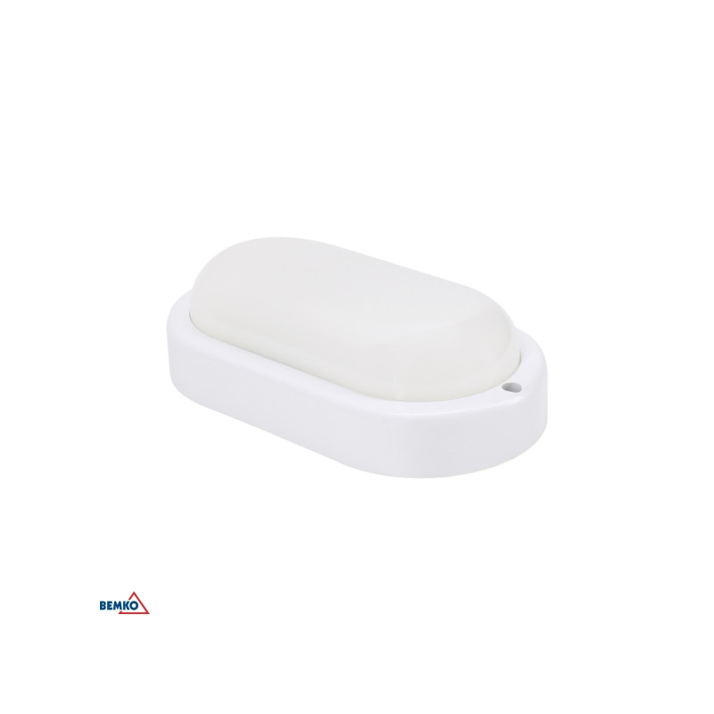 Oprawa LED Kanlo owalna 8W 4000K IP54 biała z czujnikiem mikr. | Bemko | Elgra Bytom