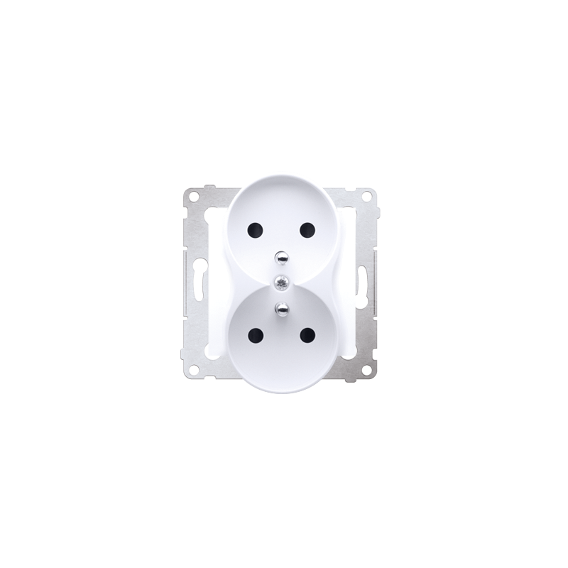 Simon 54 DGZ2MZ.01/11 Gniazdo podwójne z uziemieniem 16A IP20 | Białe z przesłonami torów