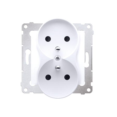 Simon 54 DGZ2MZ.01/11 Gniazdo podwójne z uziemieniem 16A IP20 | Białe z przesłonami torów